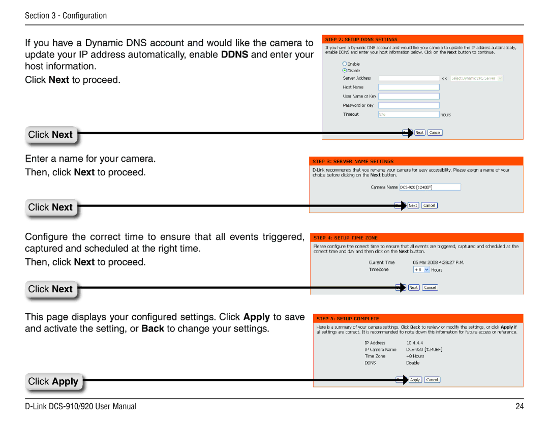 D-Link DCS-910/90 manual Configuration 