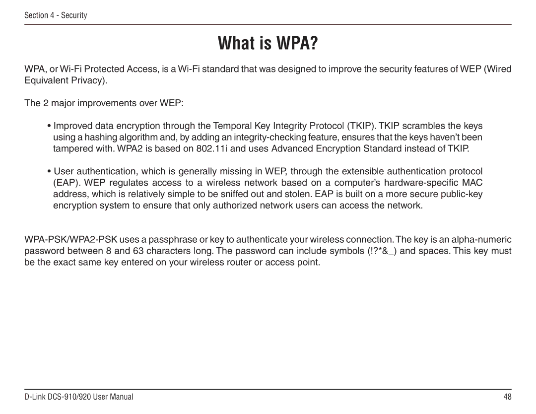 D-Link DCS-910/90 manual What is WPA? 