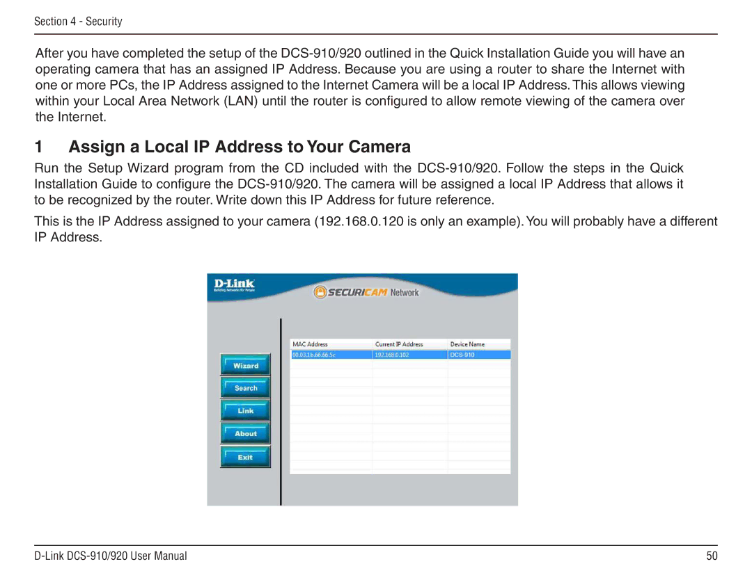 D-Link DCS-910/90 manual Assign a Local IP Address to Your Camera 