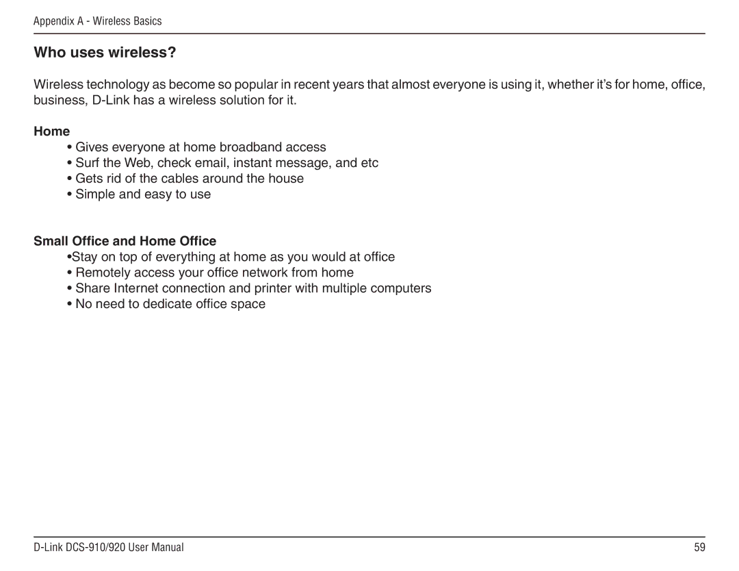 D-Link DCS-910/90 manual Small Office and Home Office 