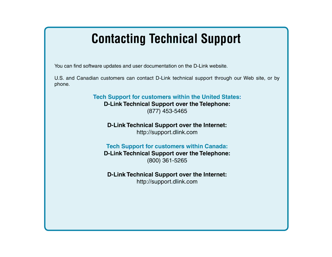 D-Link DCS-910/90 manual Contacting Technical Support, Link Technical Support over the Telephone 