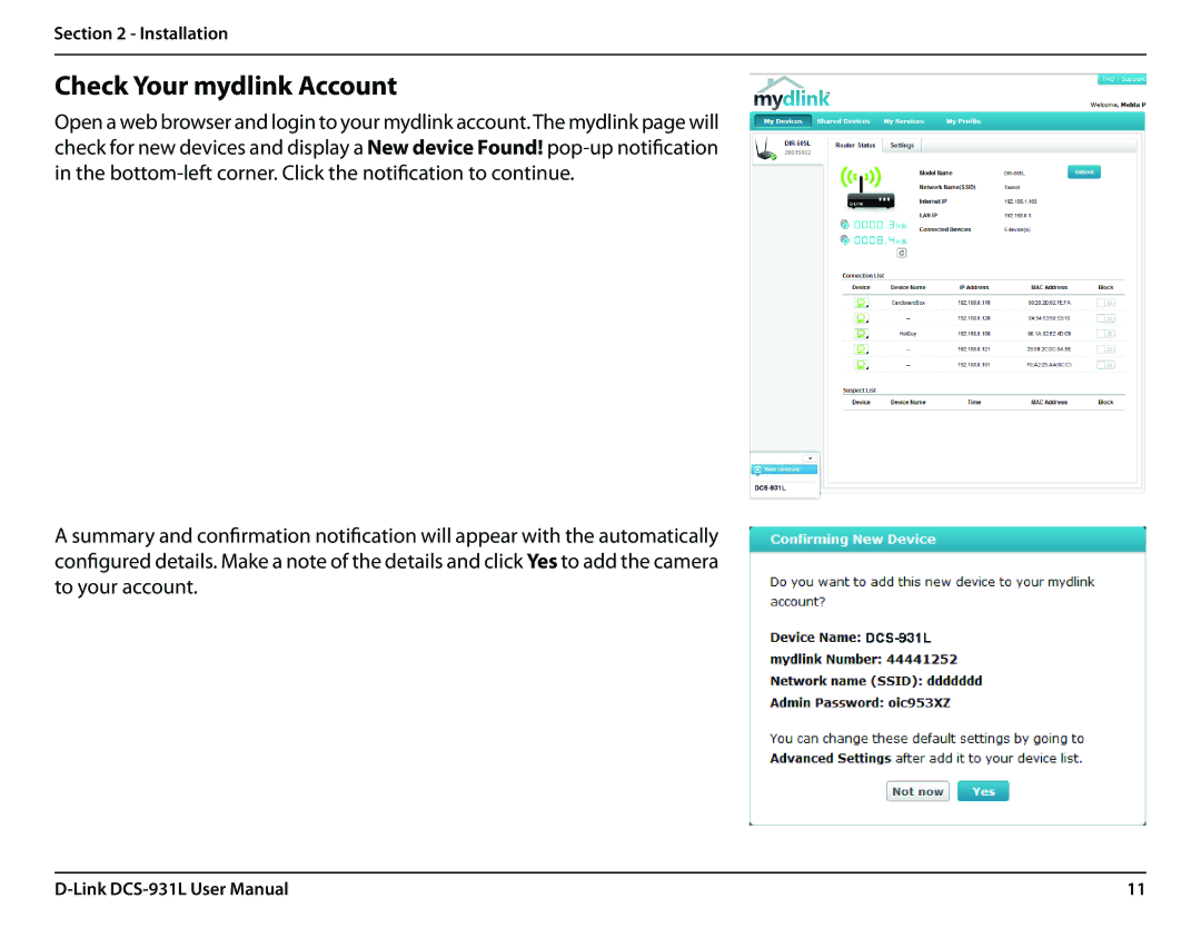 D-Link DCS-931L user manual Check Your mydlink Account 