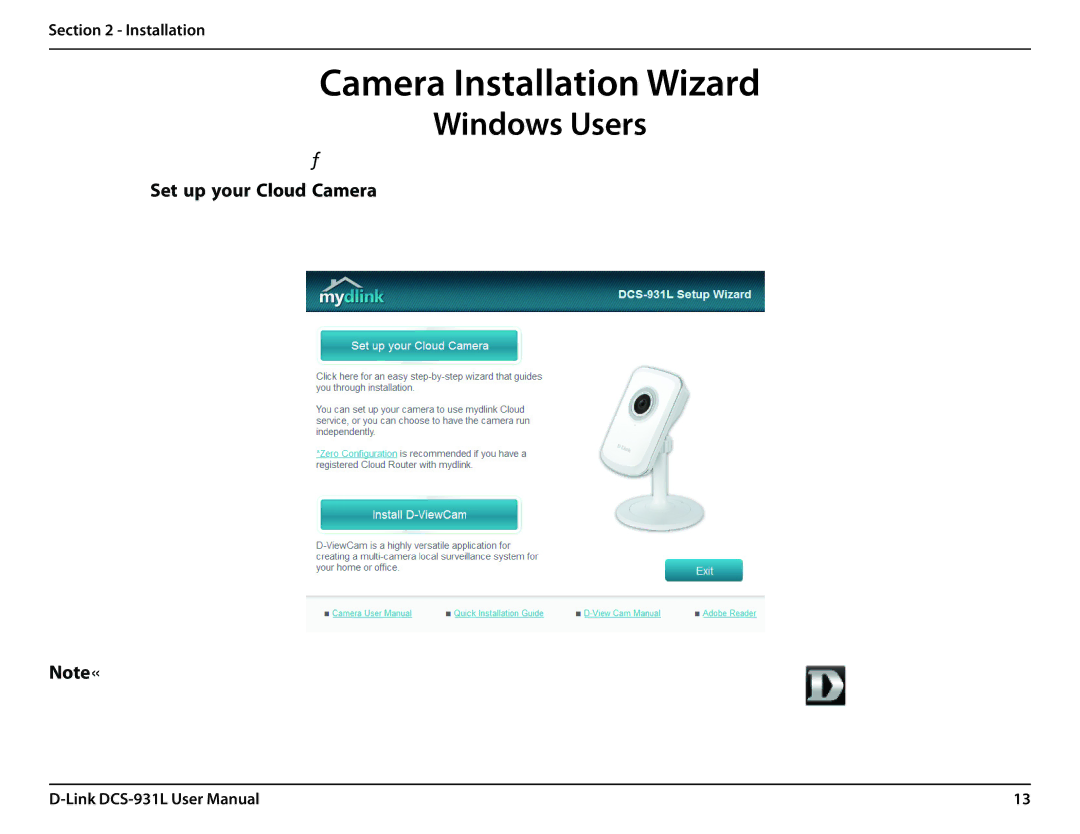 D-Link DCS-931L user manual Camera Installation Wizard, Windows Users 