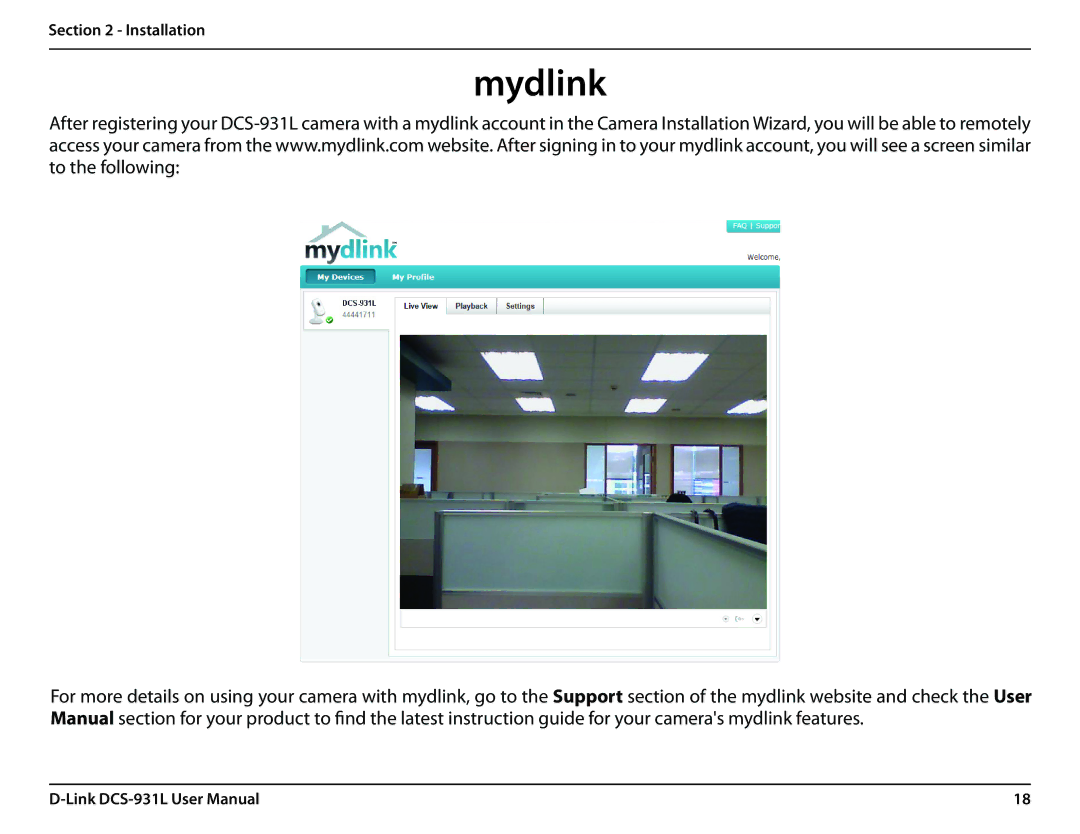 D-Link DCS-931L user manual Mydlink 