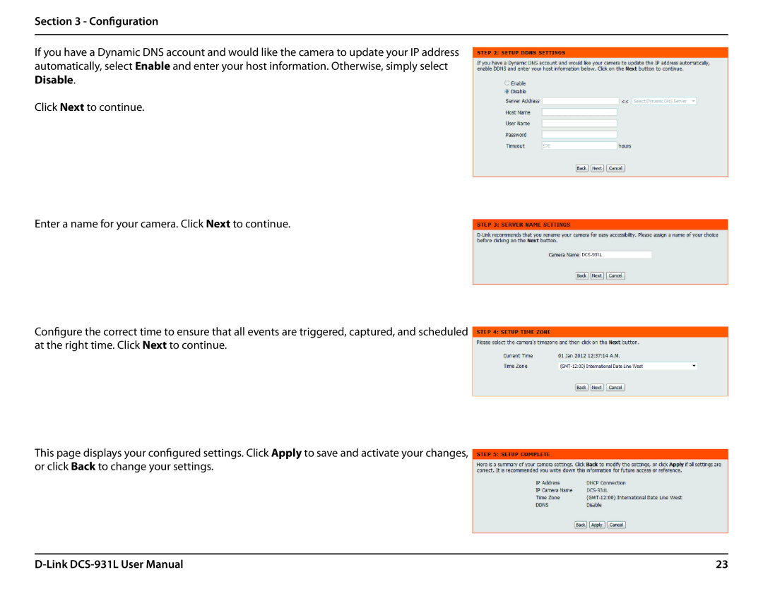 D-Link DCS-931L user manual Configuration 