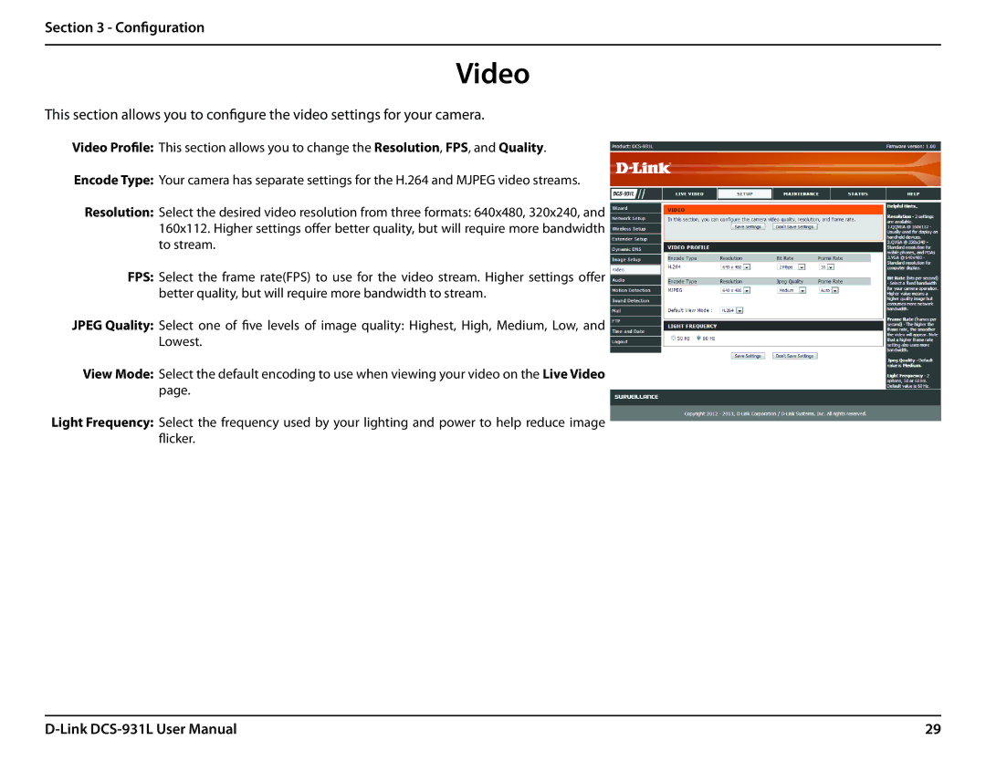 D-Link DCS-931L user manual Video 