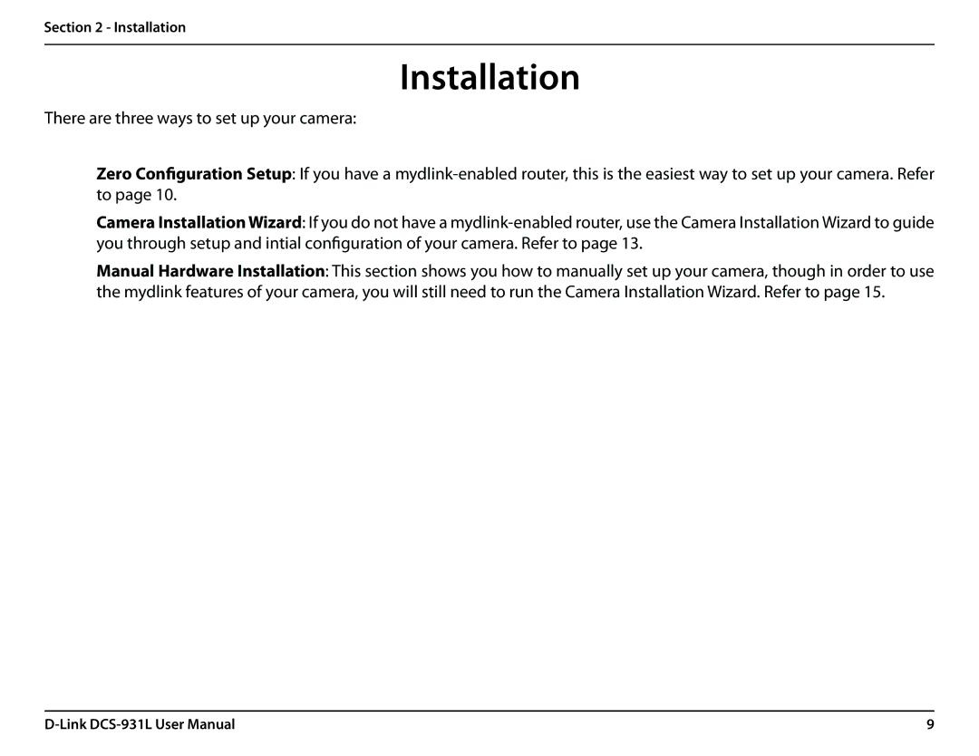 D-Link DCS-931L user manual Installation 