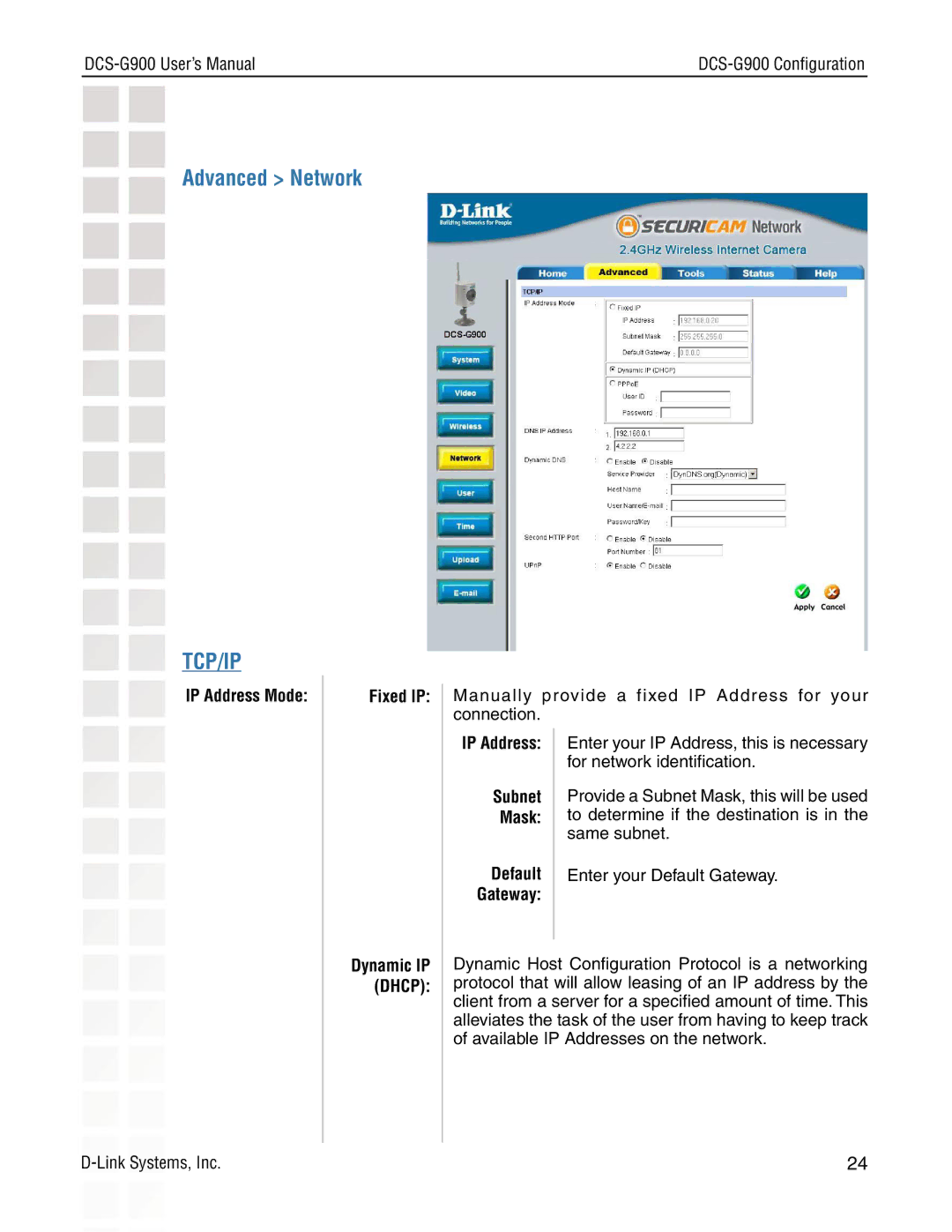 D-Link DCS-G900 manual Advanced Network 