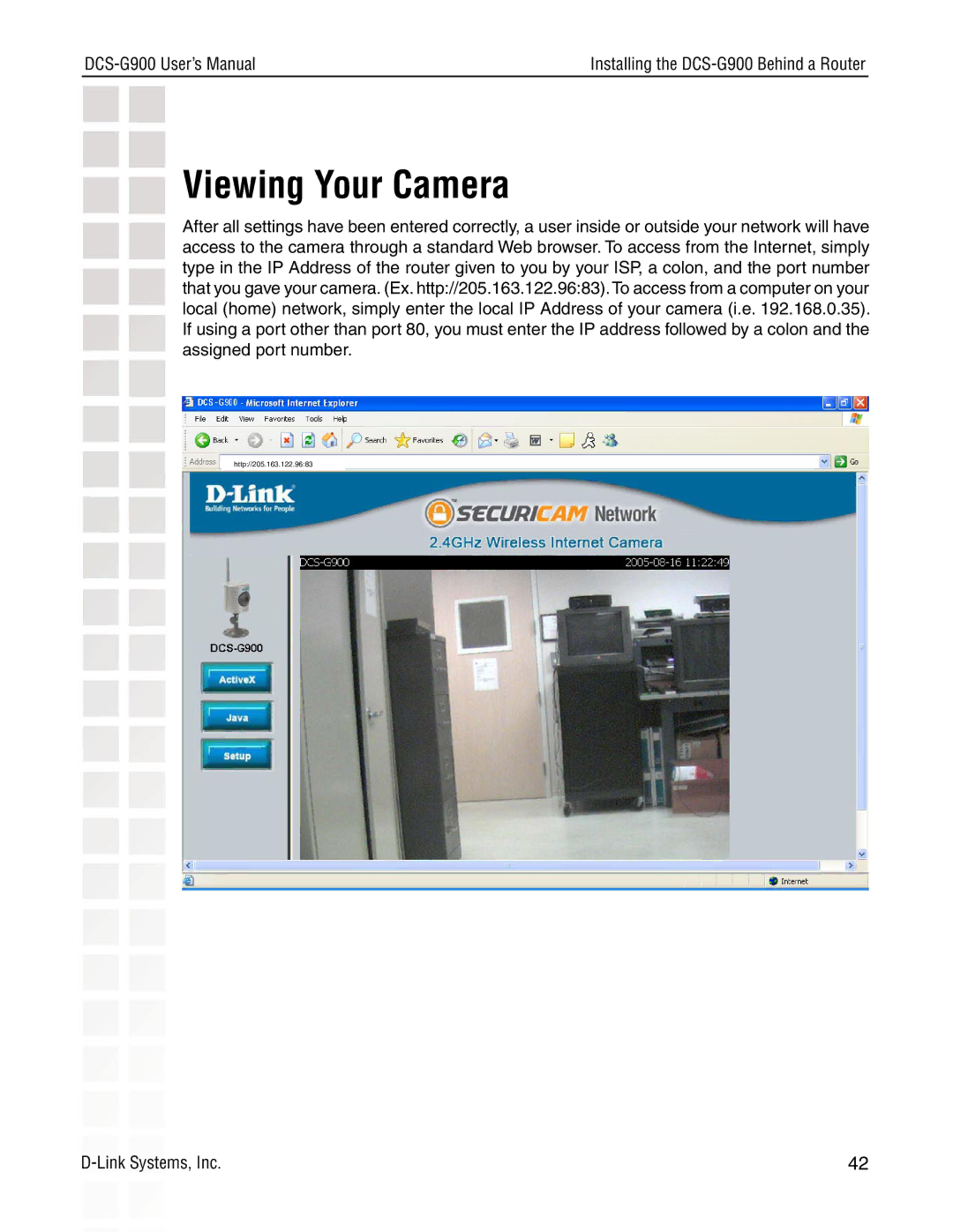 D-Link DCS-G900 manual Viewing Your Camera 
