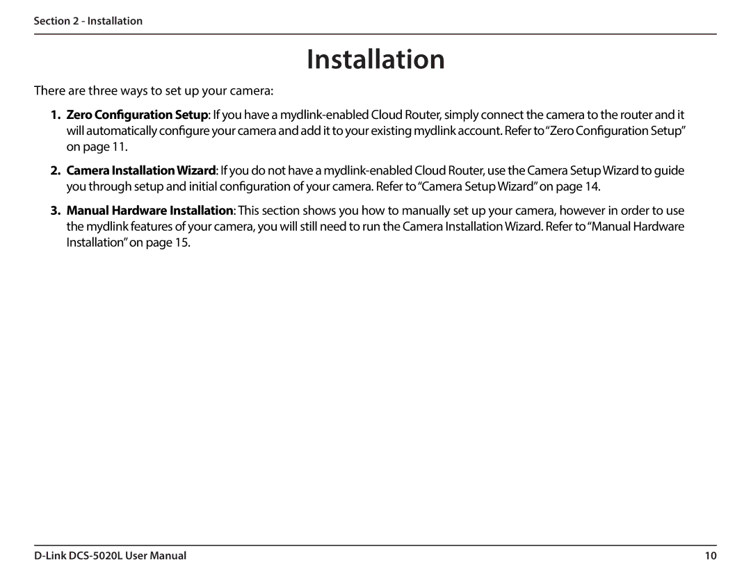 D-Link DCS5020L user manual Installation 