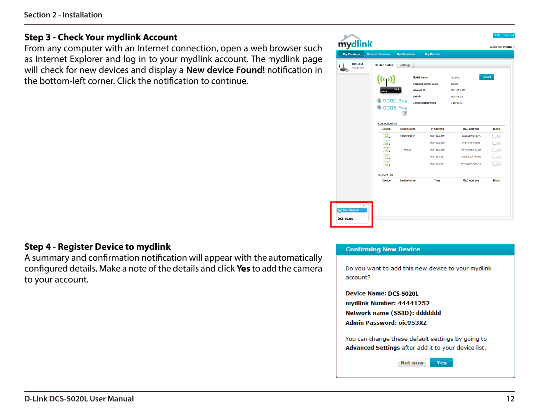 D-Link DCS5020L user manual Check Your mydlink Account, Register Device to mydlink 