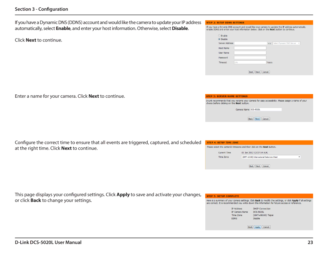 D-Link DCS5020L user manual Configuration 