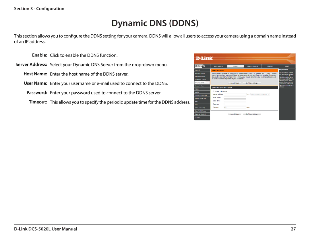 D-Link DCS5020L user manual Dynamic DNS Ddns 