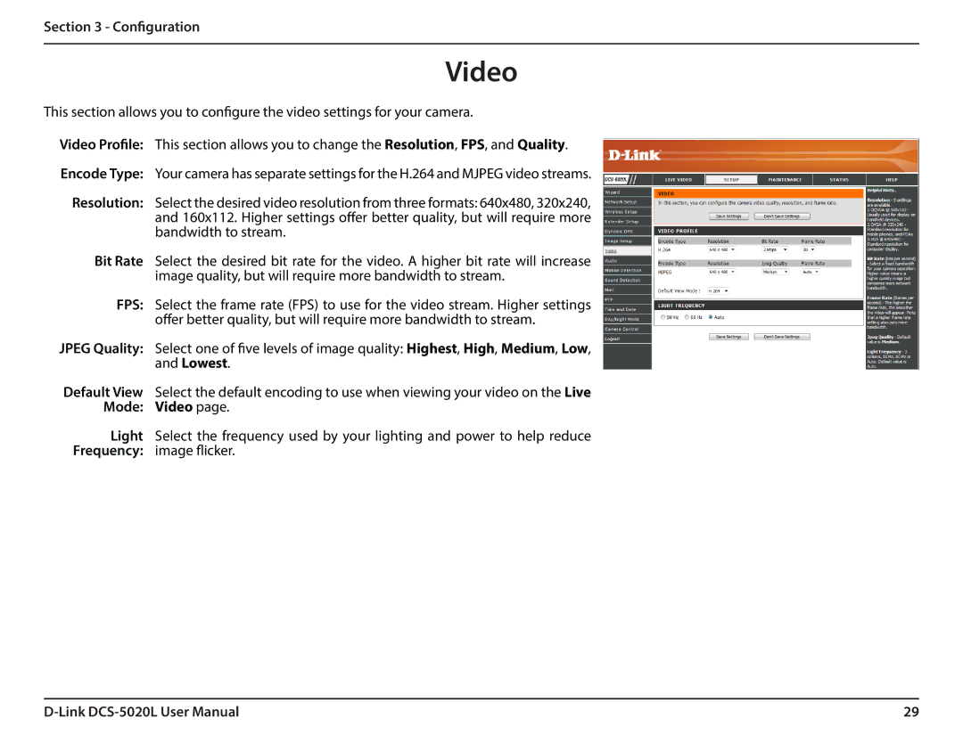 D-Link DCS5020L user manual Video 