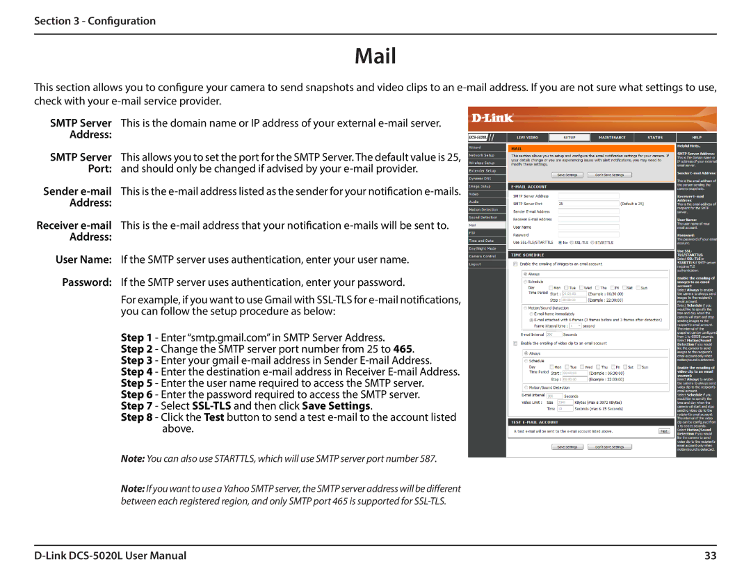 D-Link DCS5020L user manual Mail, Address 