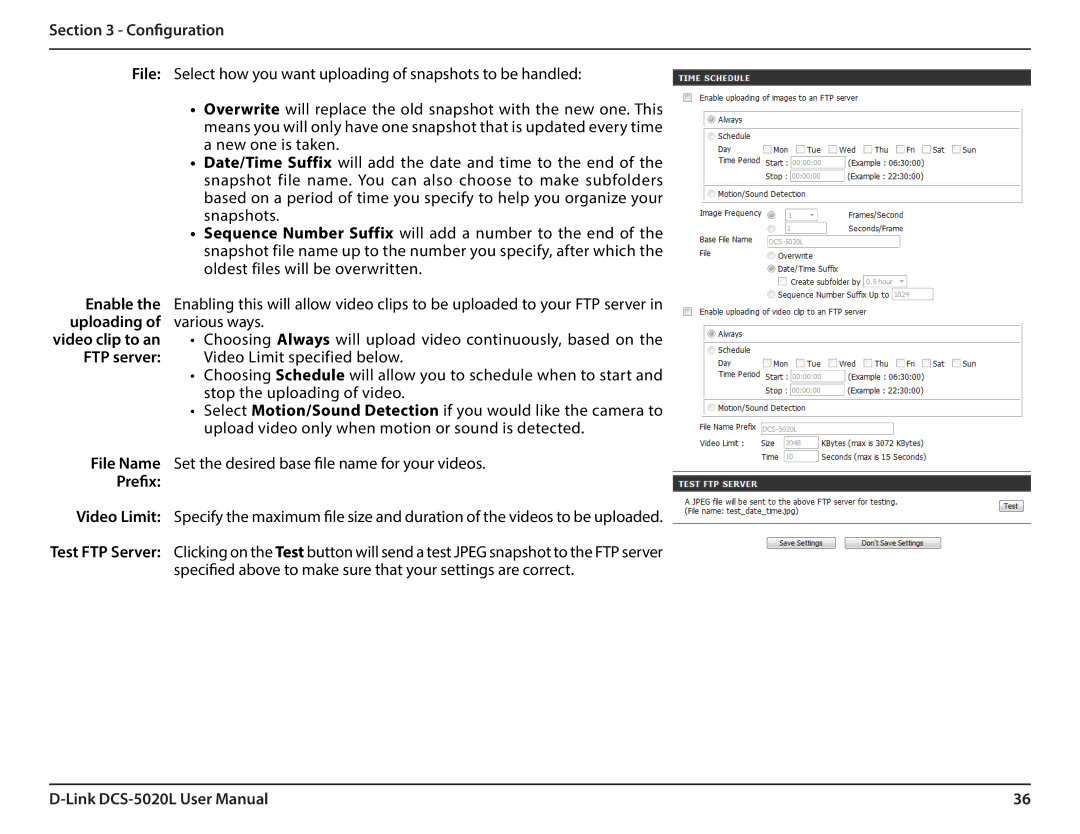 D-Link DCS5020L user manual Uploading Various ways, Choosing Always will upload video continuously, based on 