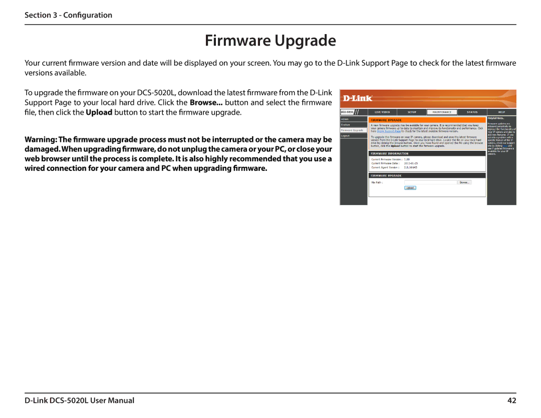 D-Link DCS5020L user manual Firmware Upgrade 