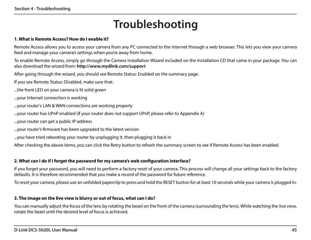 D-Link DCS5020L user manual Troubleshooting, What is Remote Access? How do I enable it? 