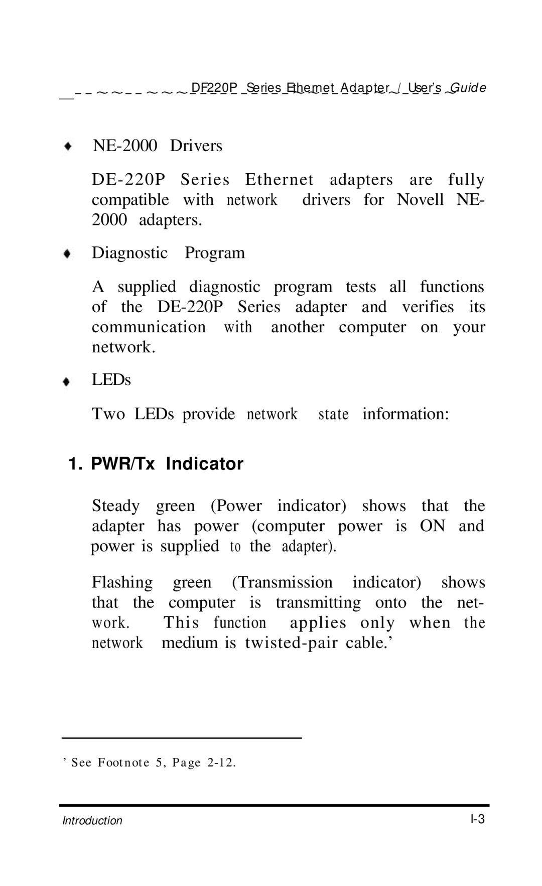 D-Link DE-220P manual PWR/Tx Indicator 