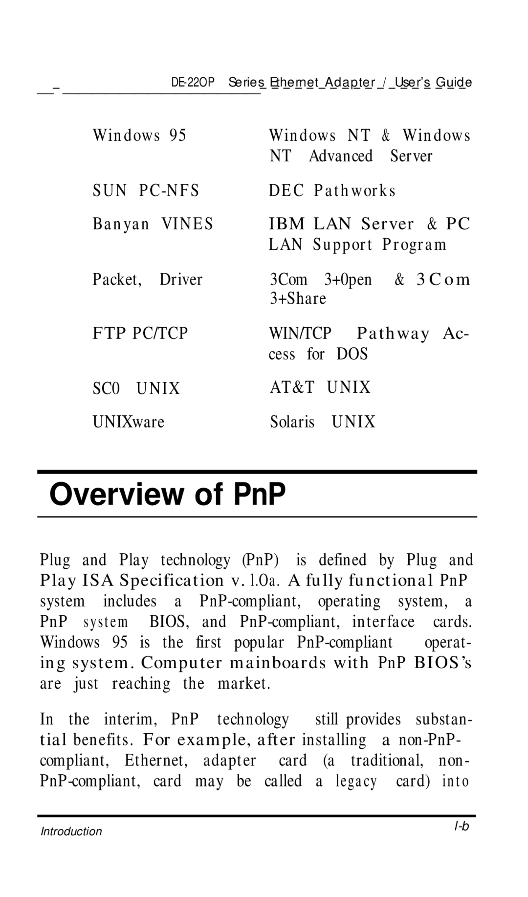 D-Link DE-220P manual Overview of PnP, Sun Pc-Nfs 