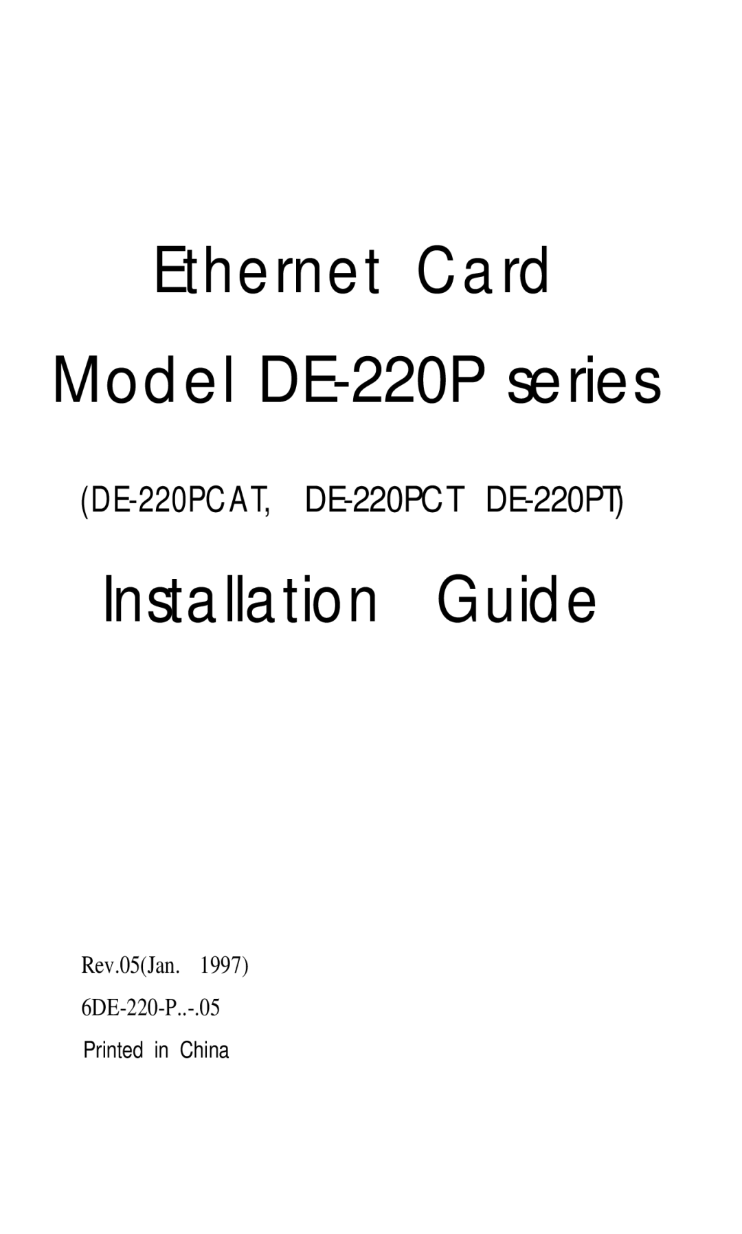 D-Link manual Ethernet Card Model DE-220P series 