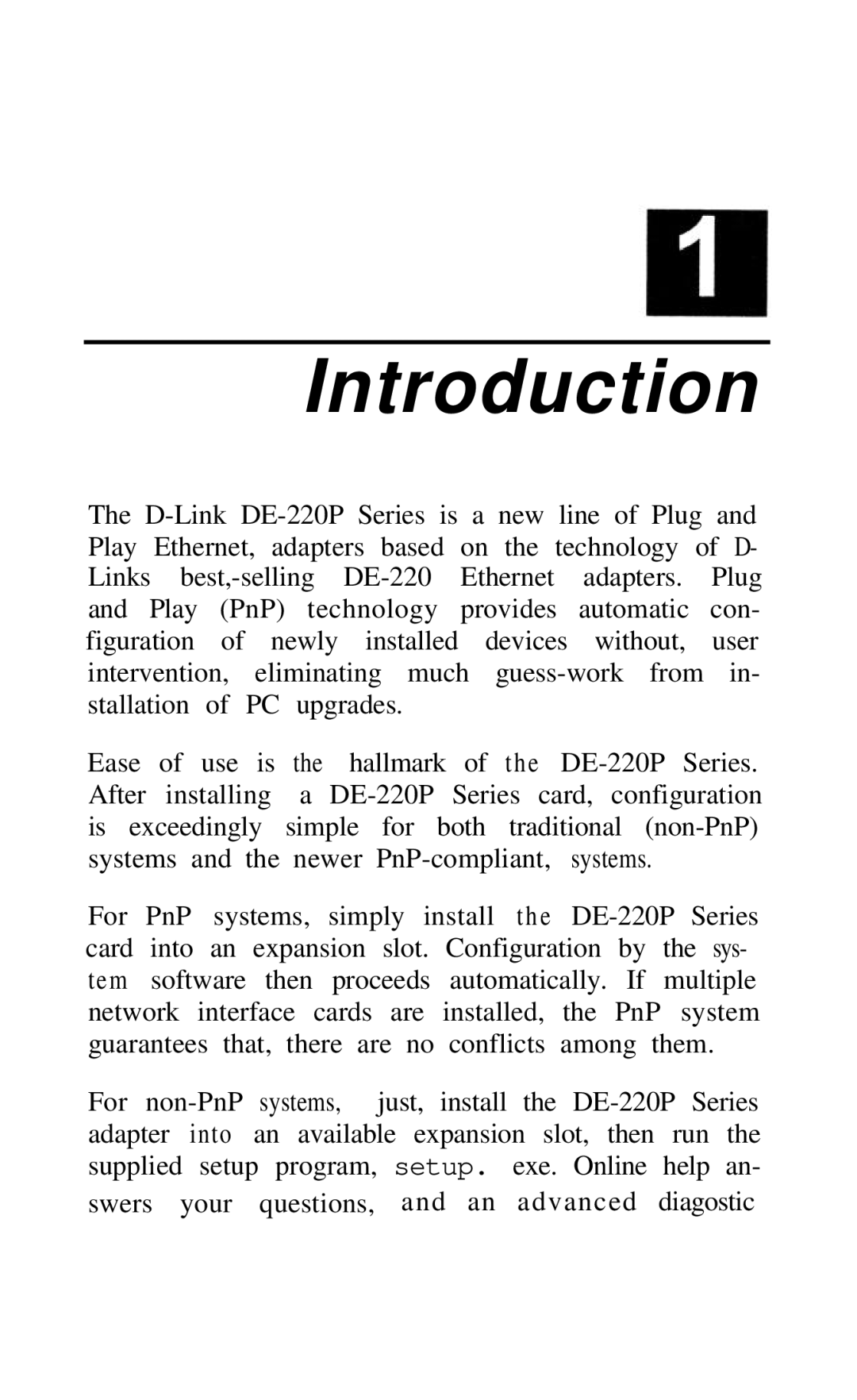 D-Link DE-220P manual Introduction 