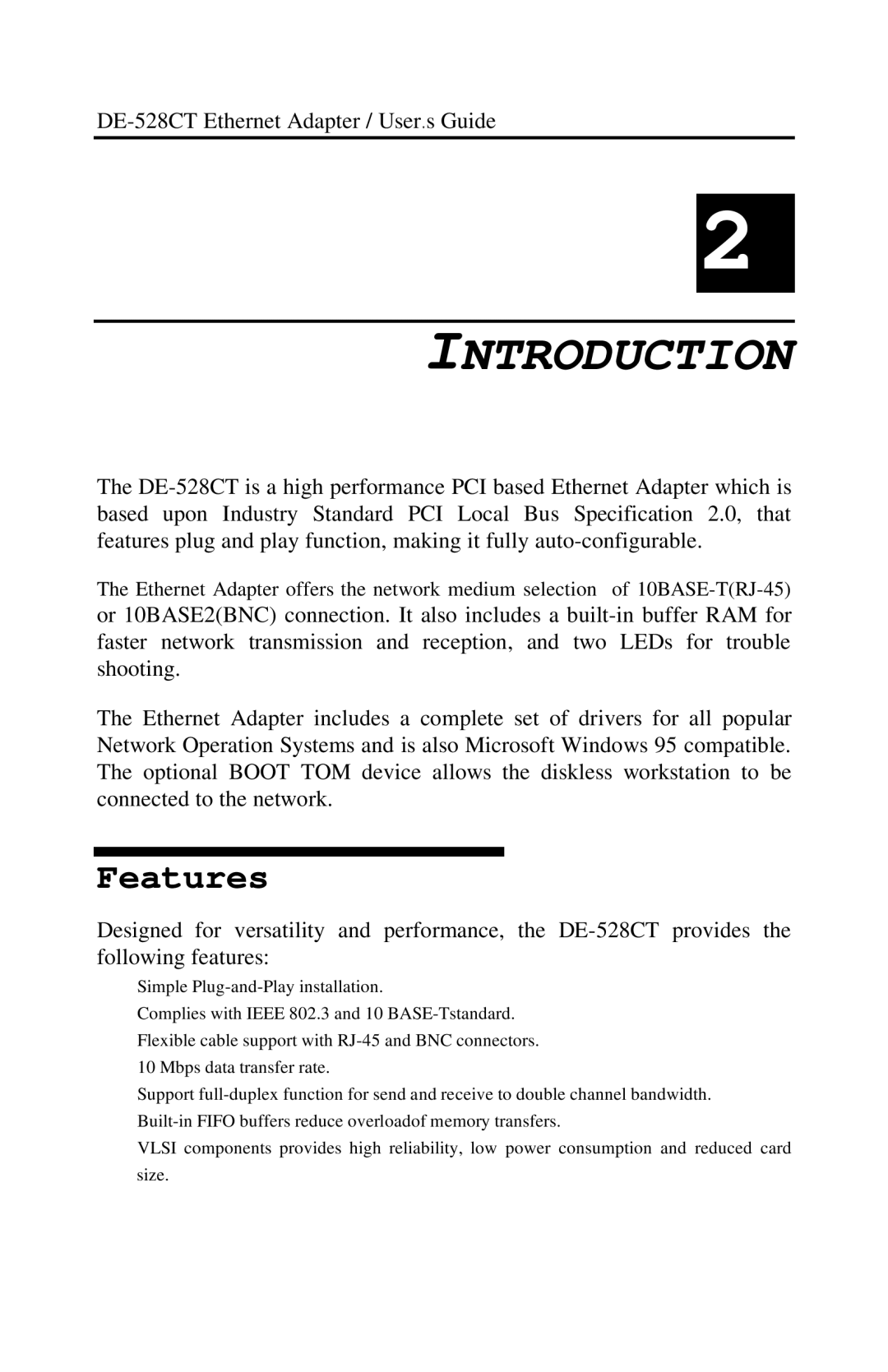 D-Link DE-528CT manual Introduction, Features 