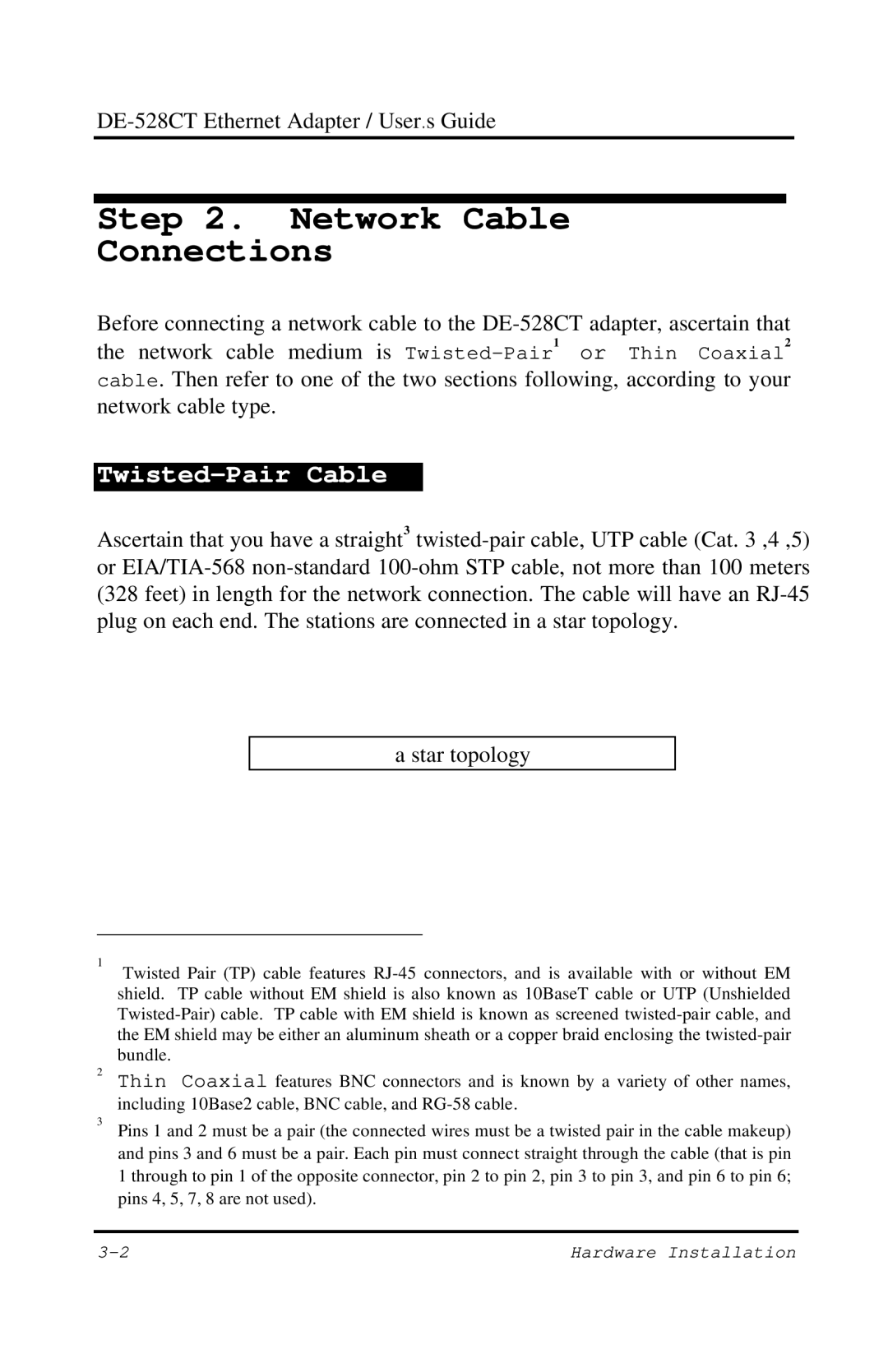 D-Link DE-528CT manual Network Cable Connections 