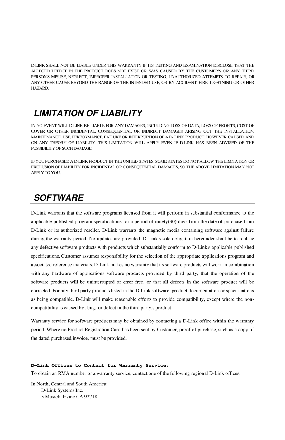 D-Link DE-528CT manual Limitation of Liability 