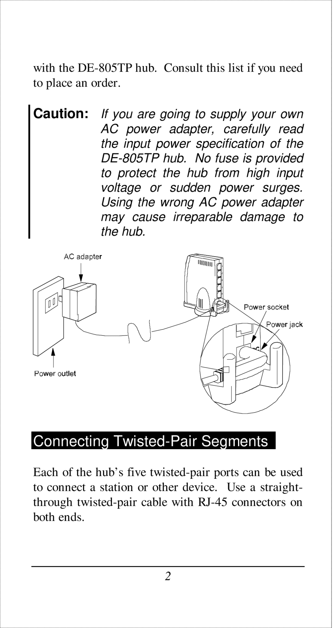 D-Link DE-805TP manual Connecting Twisted-Pair Segments 