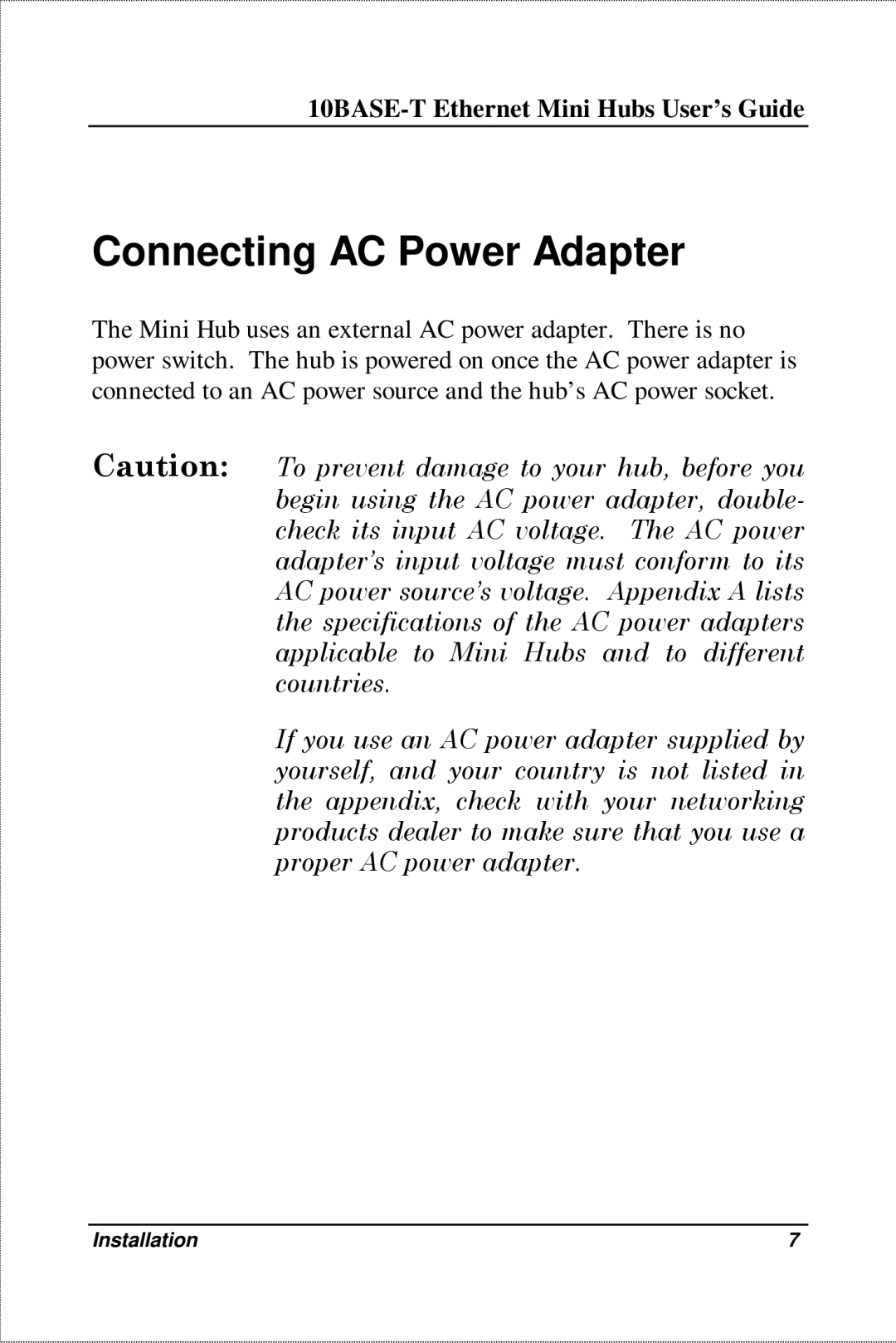 D-Link DE-809TC, DE-809TP manual Connecting AC Power Adapter 