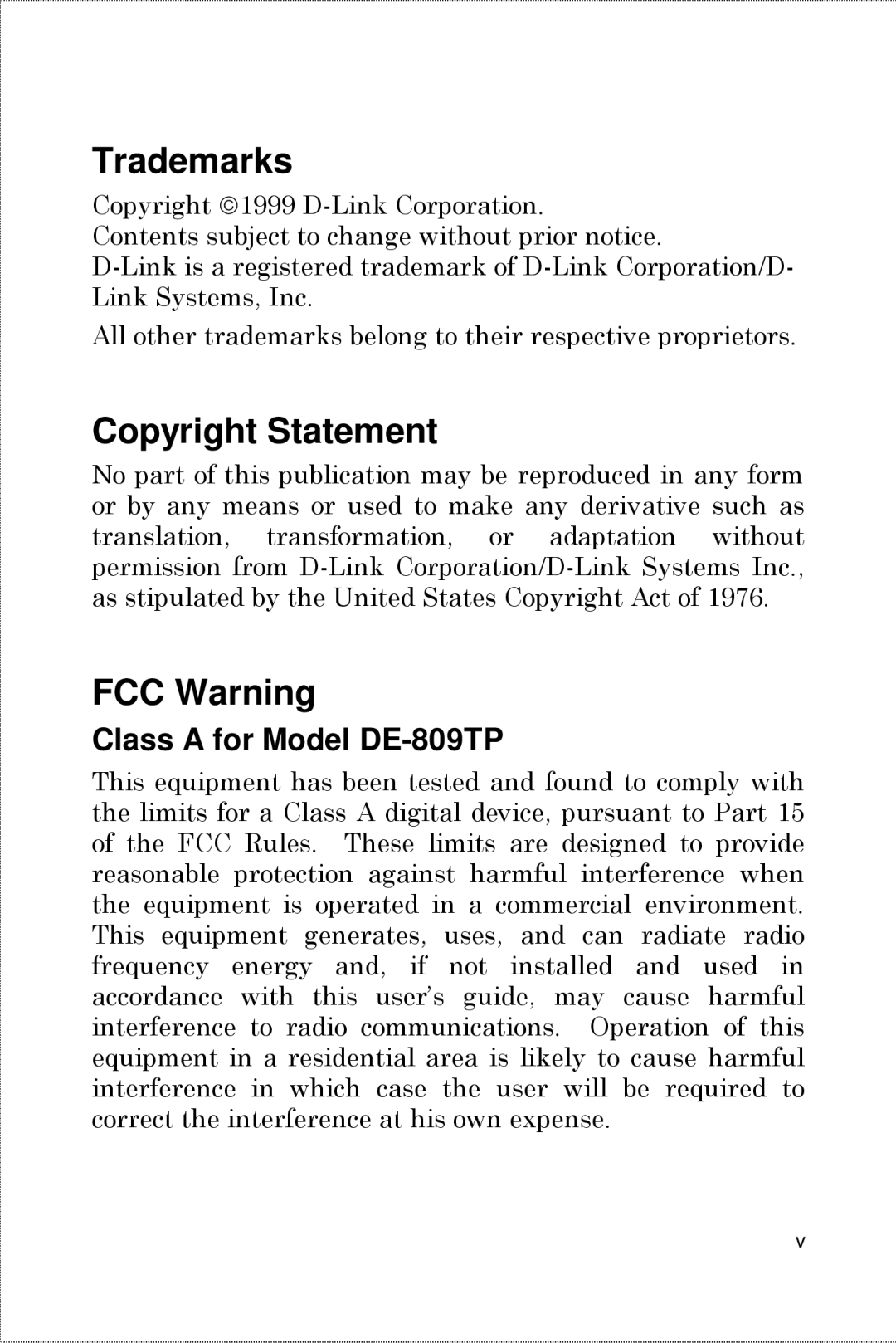 D-Link DE-809TC, DE-809TP manual Trademarks 