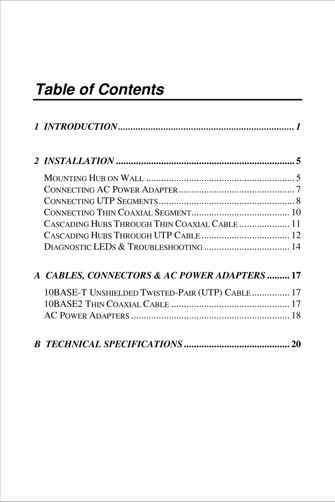 D-Link DE-809TC, DE-809TP manual Table of Contents 