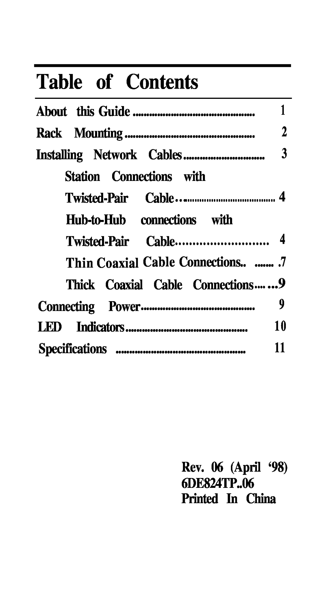 D-Link DE-824TP manual of Contents, About, Rack, Installing, Twisted-Pair, Hub-to-Hub connections with, Thick, Cable 
