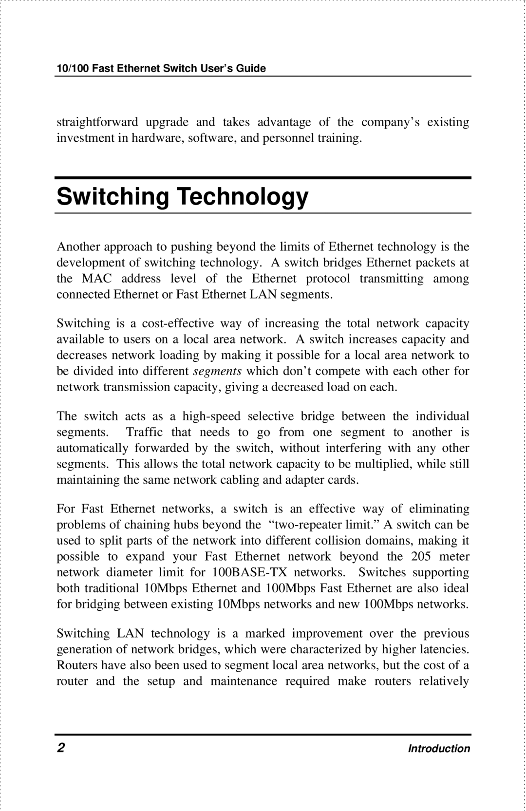 D-Link DES-1004 manual Switching Technology 