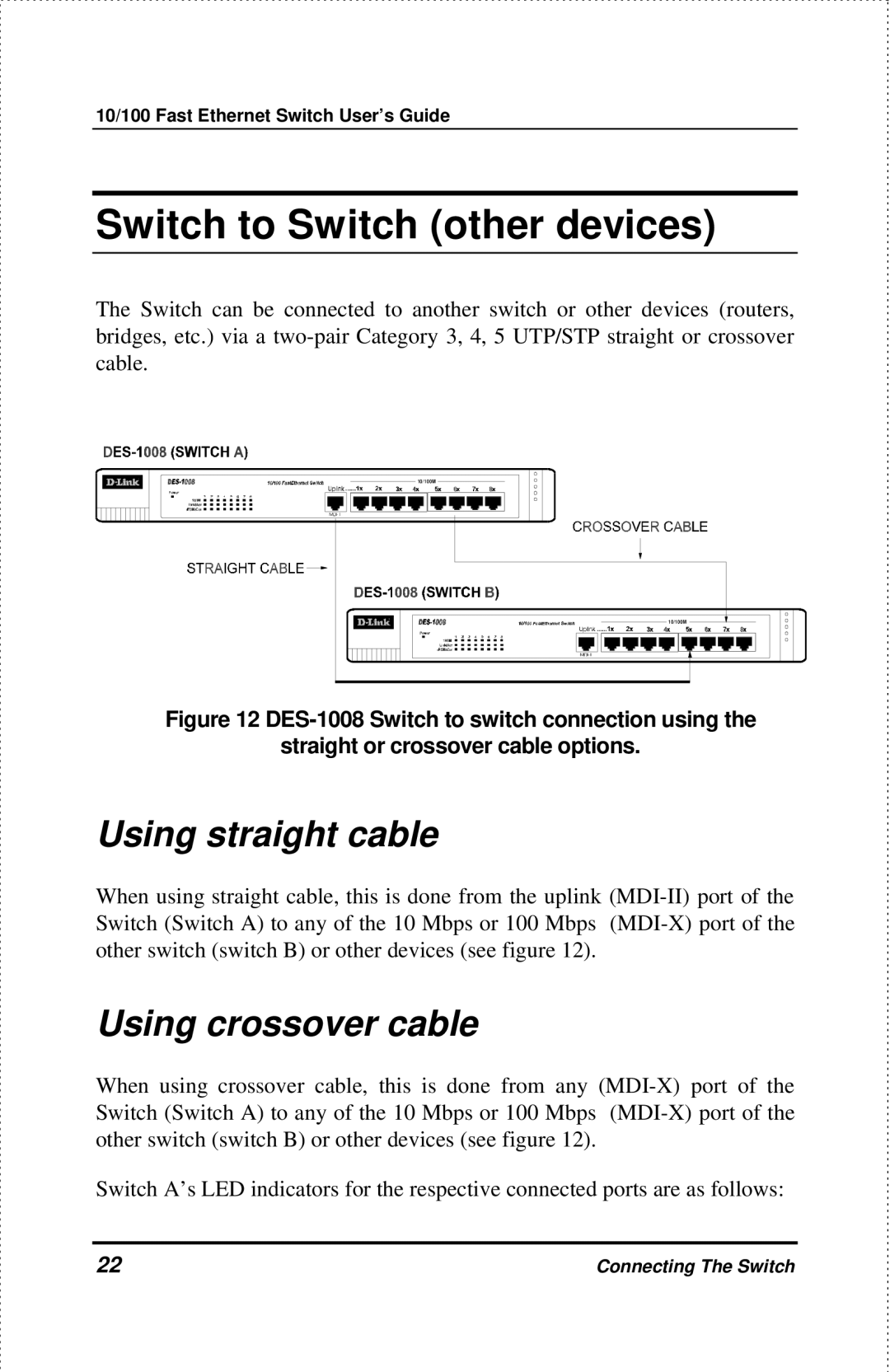 D-Link DES-1004 manual Switch to Switch other devices 