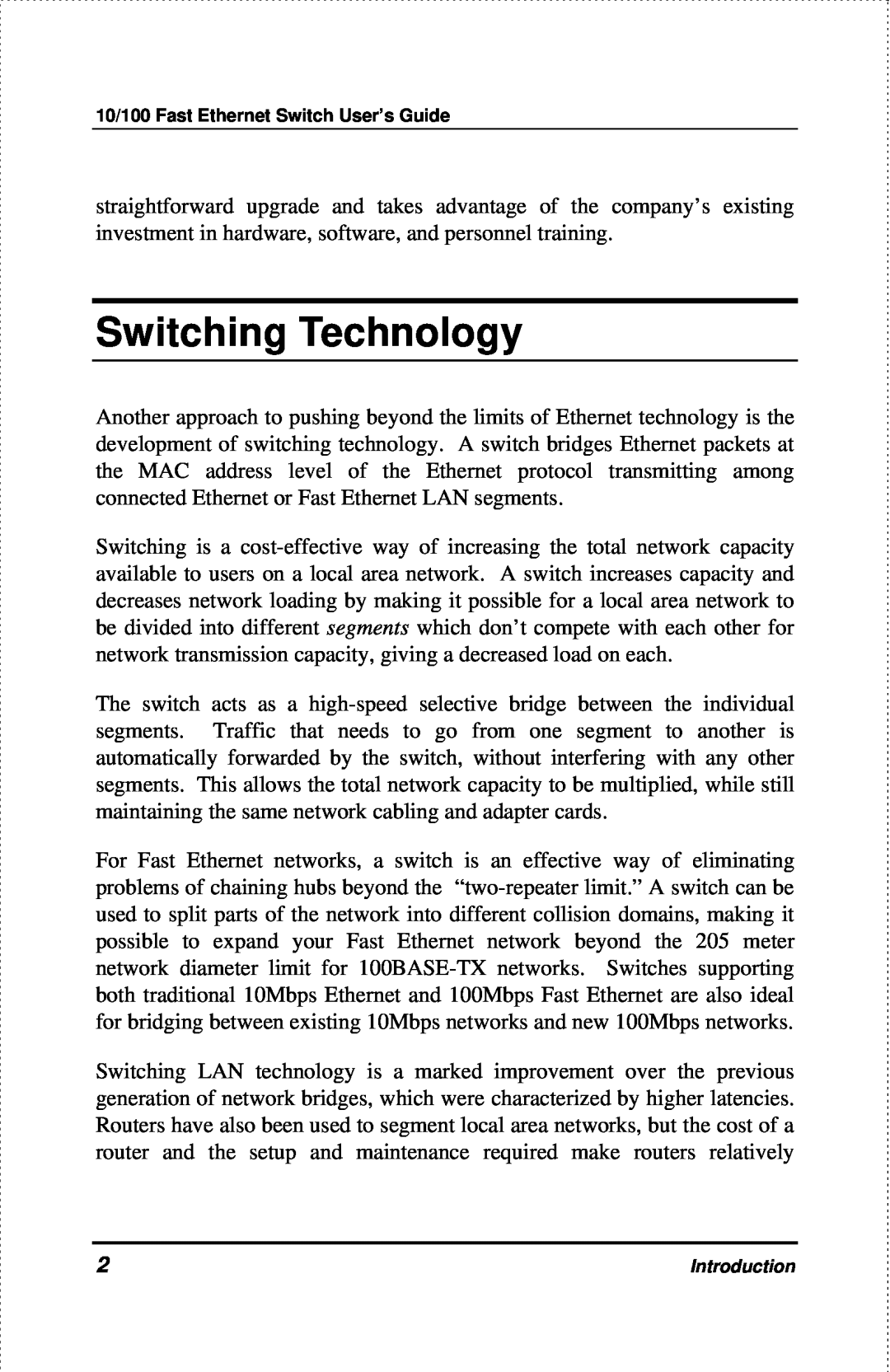 D-Link DES-1004 manual Switching Technology, Introduction 