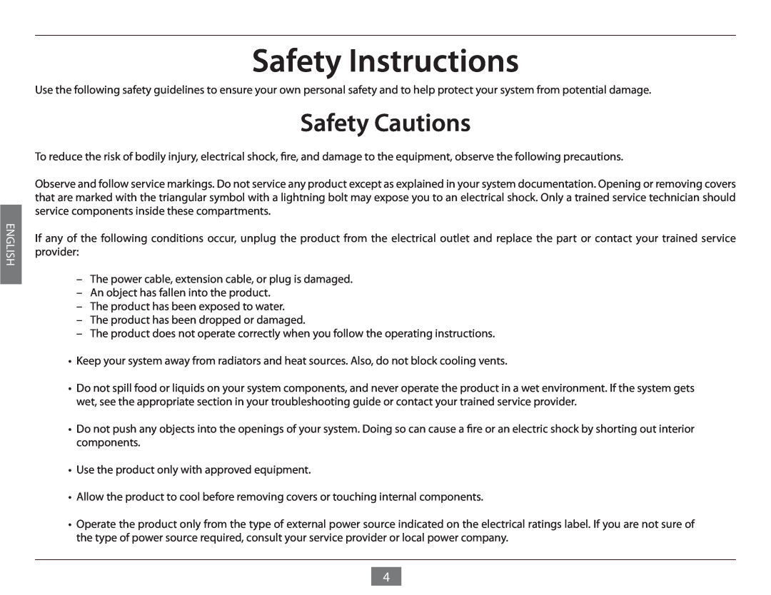 D-Link DES-1005E manual Safety Instructions, Safety Cautions, English 