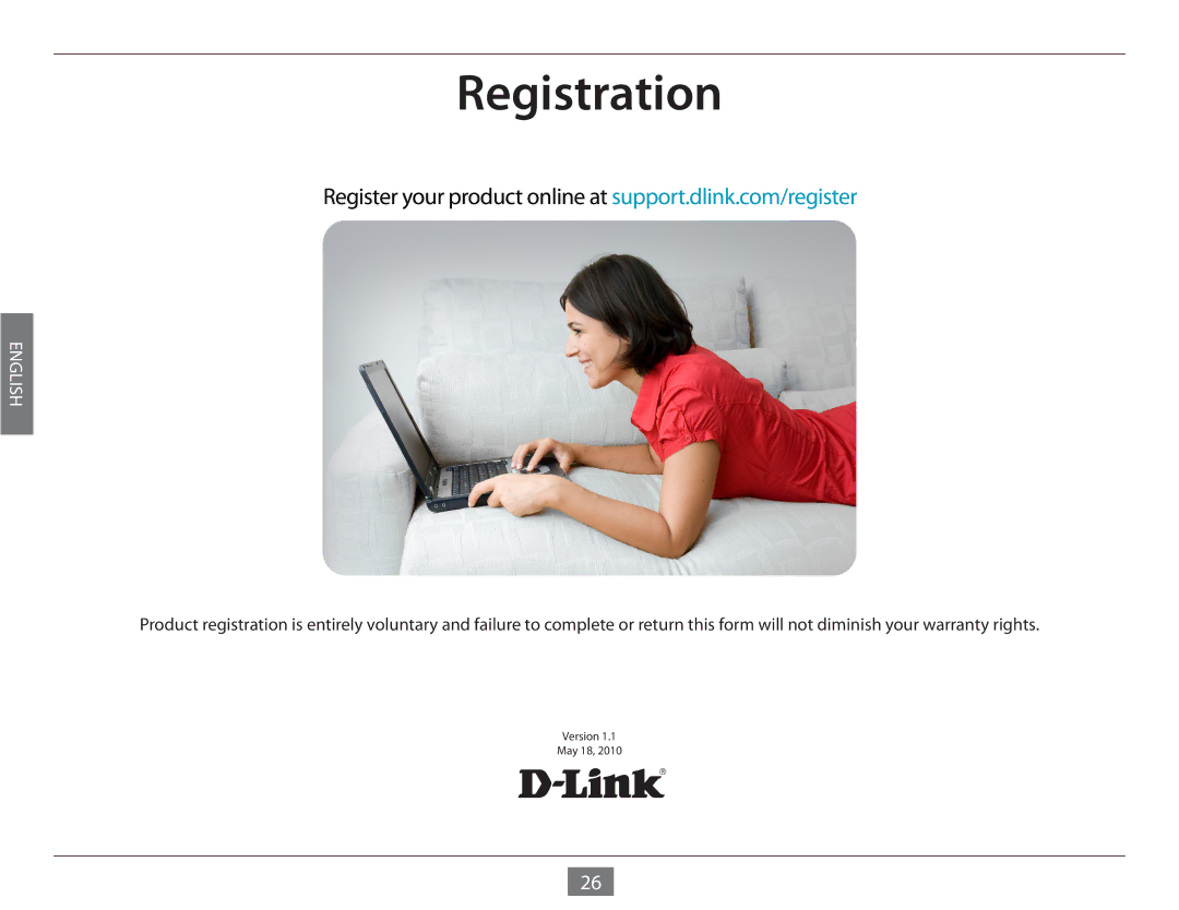 D-Link DES-1008E manual Registration 