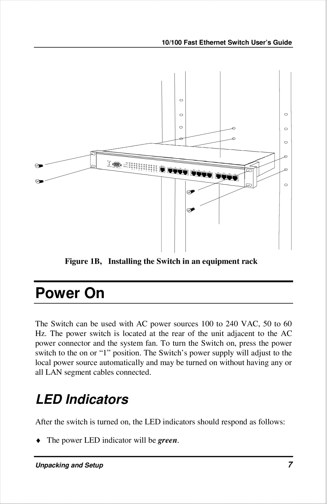 D-Link DES-1012 manual Power On, LED Indicators 