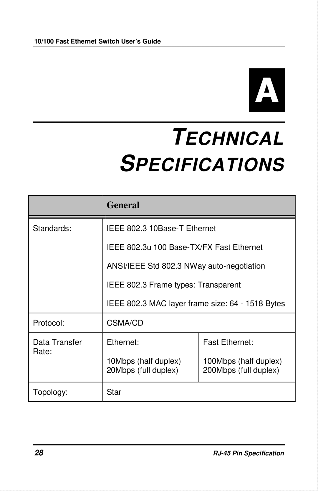 D-Link DES-1012 manual Technical, Specifications 