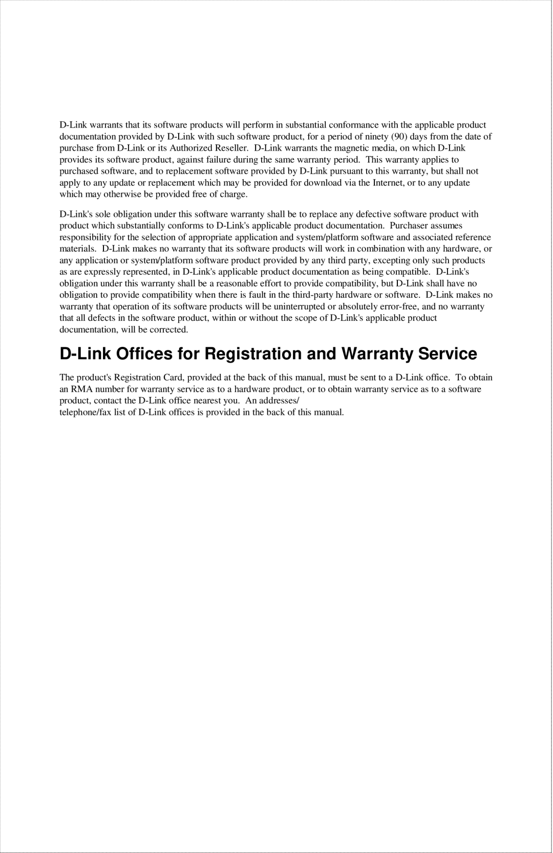 D-Link DES-1012 manual Link Offices for Registration and Warranty Service 