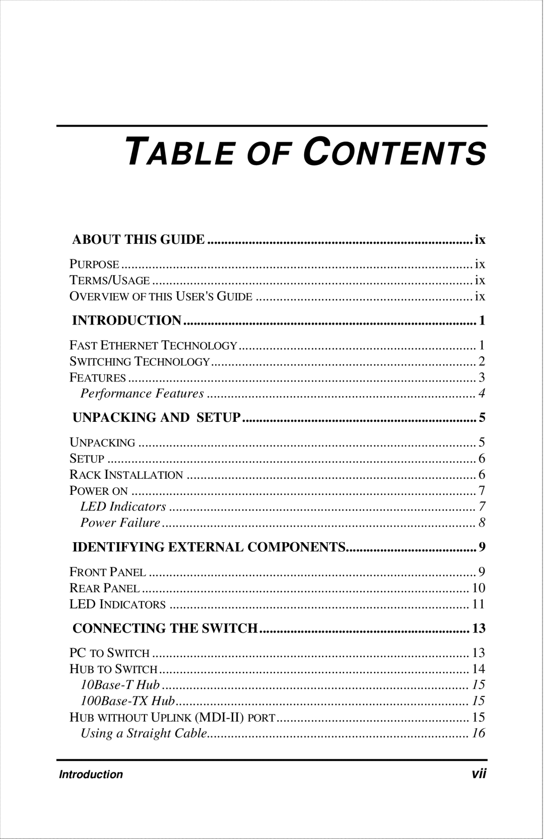 D-Link DES-1012 manual Table of Contents 