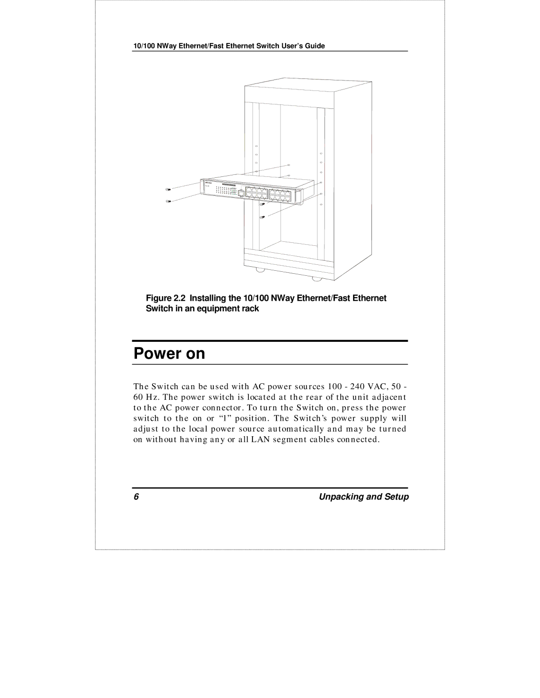 D-Link DES-1016D manual Power on 