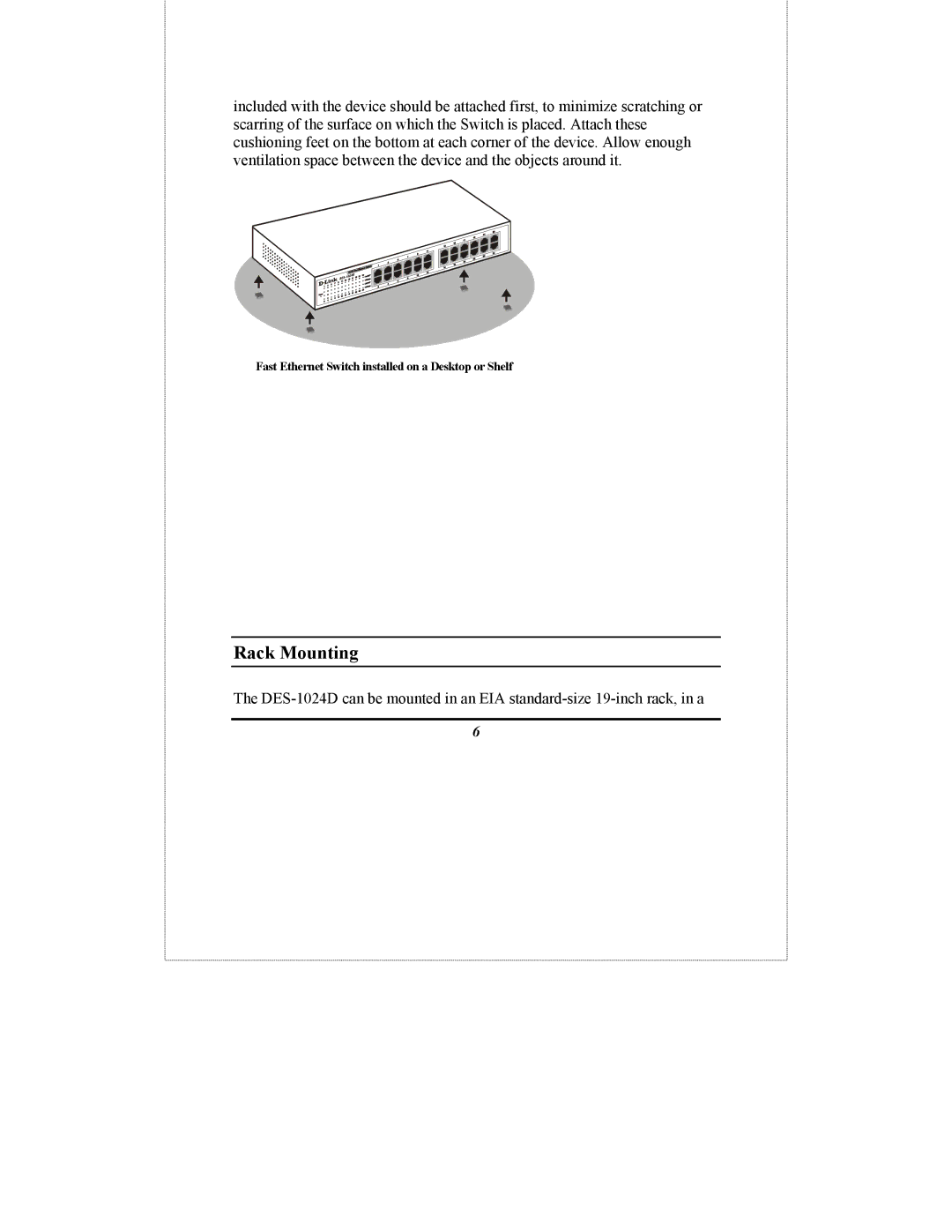 D-Link DES-1024D manual Rack Mounting 