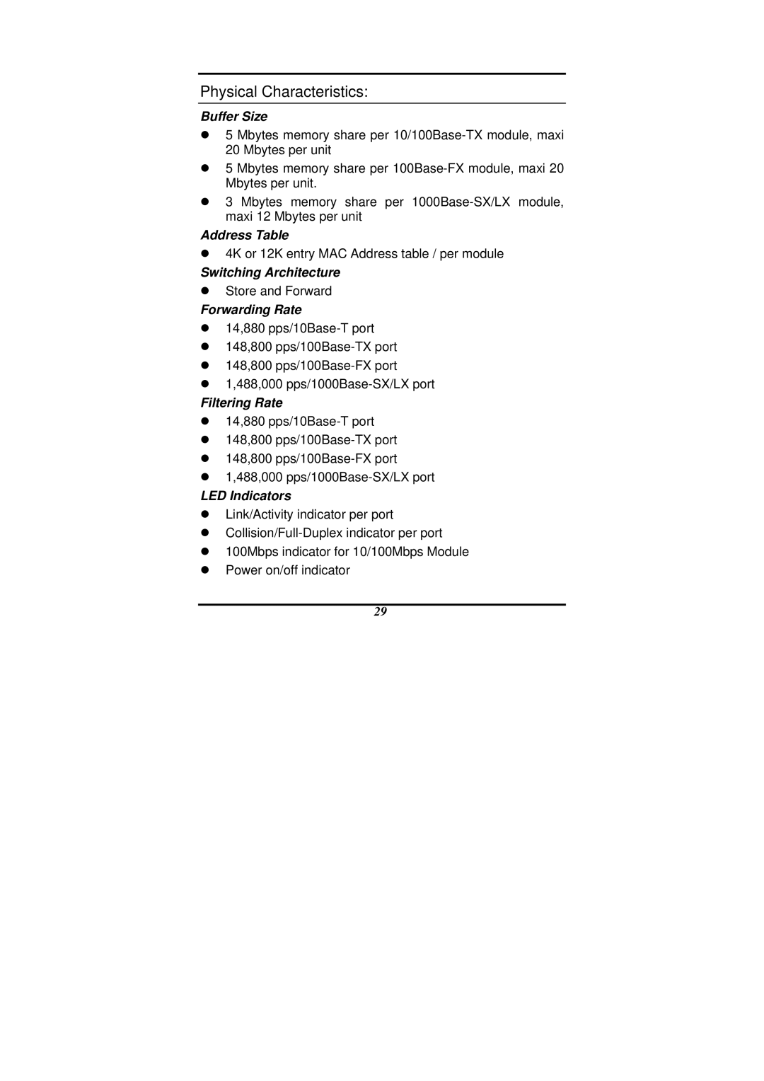 D-Link DES-1200M manual Physical Characteristics 