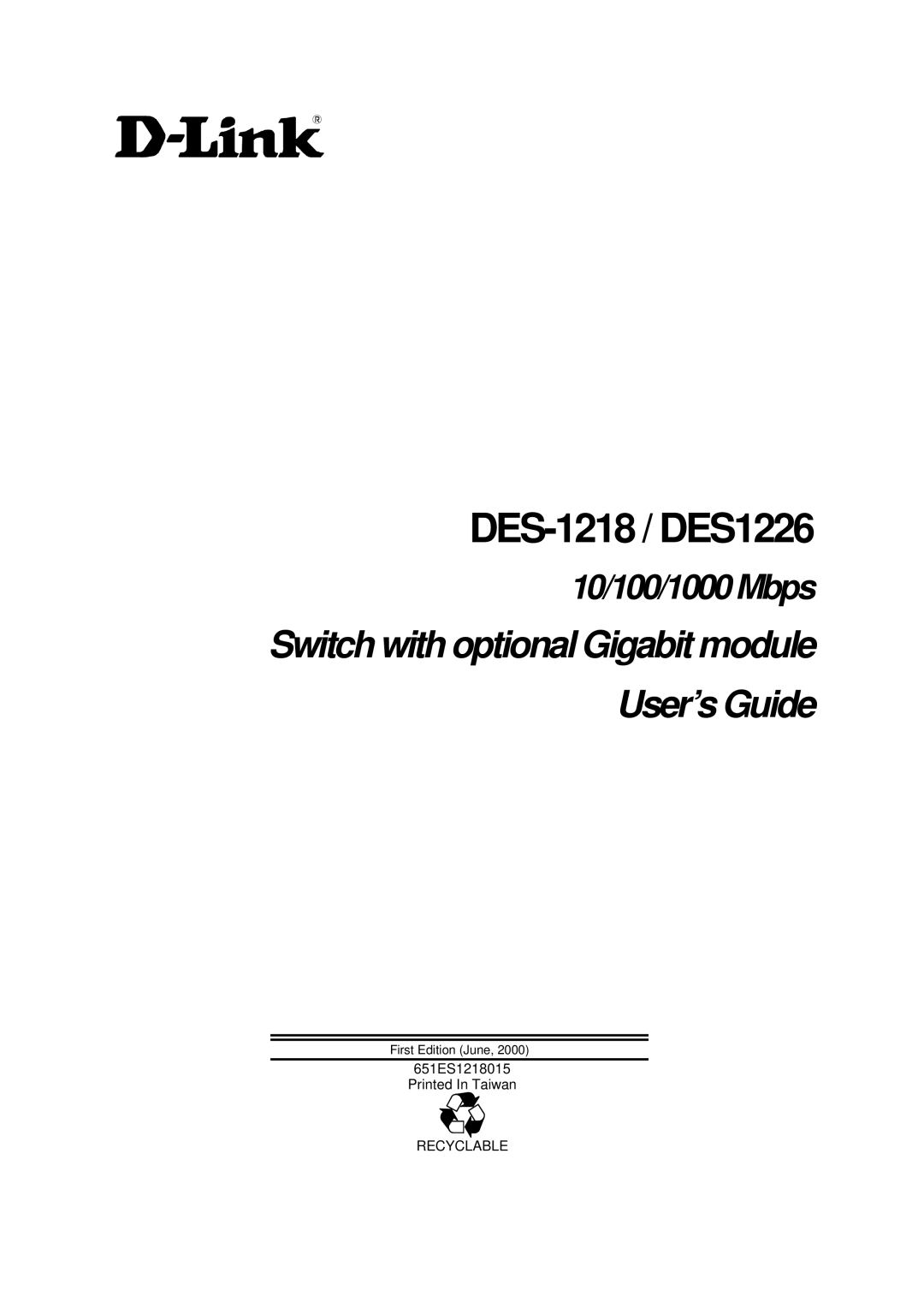 D-Link manual DES-1218 / DES1226 