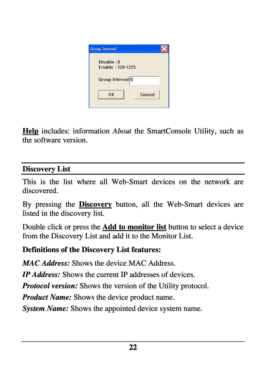 D-Link DES-1228 user manual Definitions of the Discovery List features 