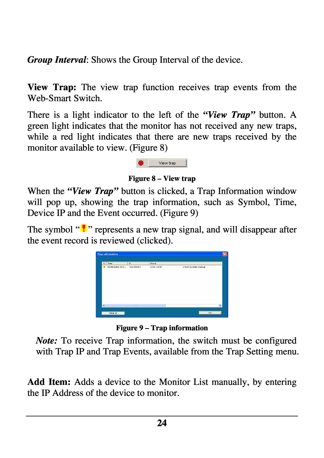D-Link DES-1228 user manual View trap, Trap information 