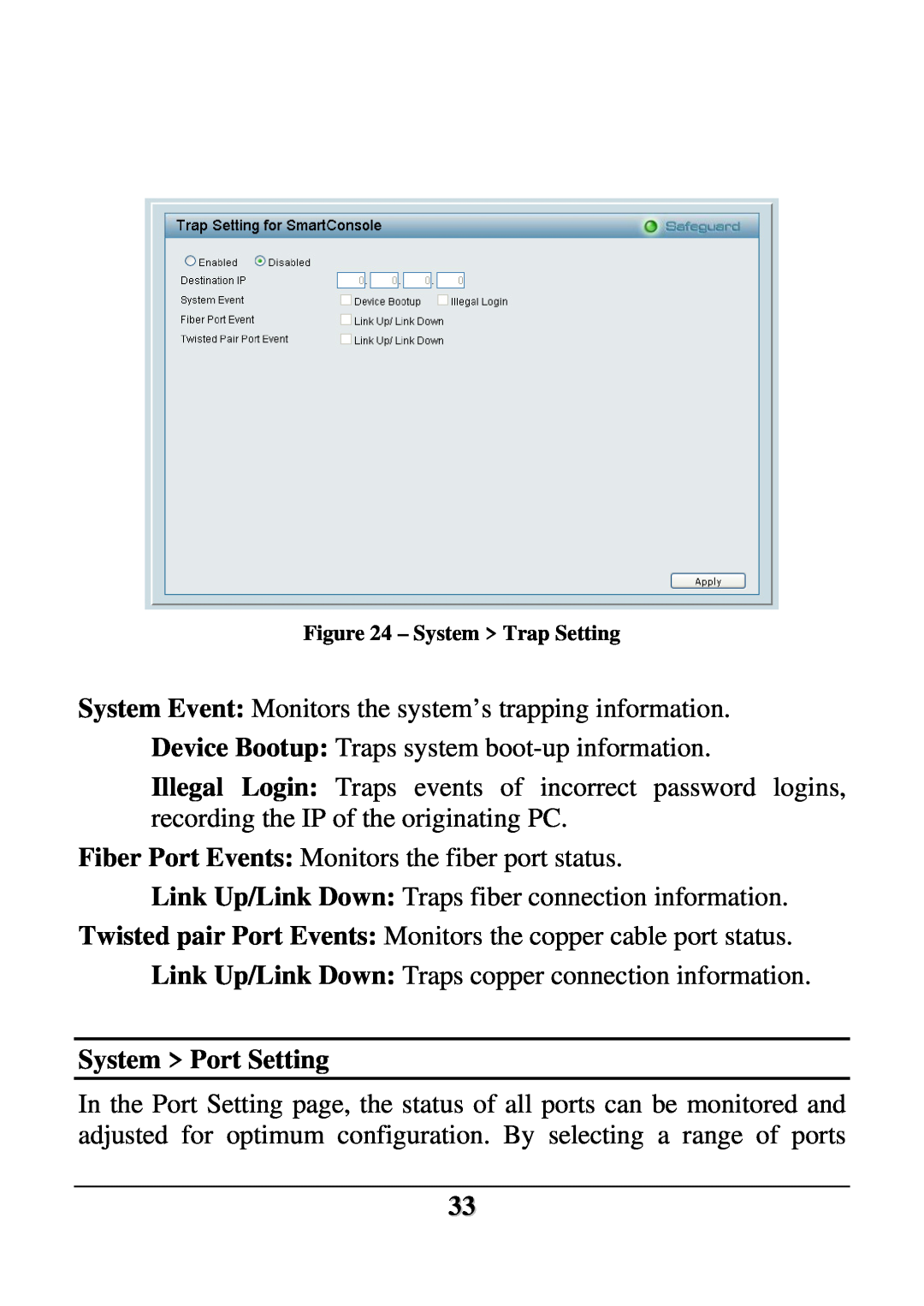 D-Link DES-1228 user manual System Port Setting 